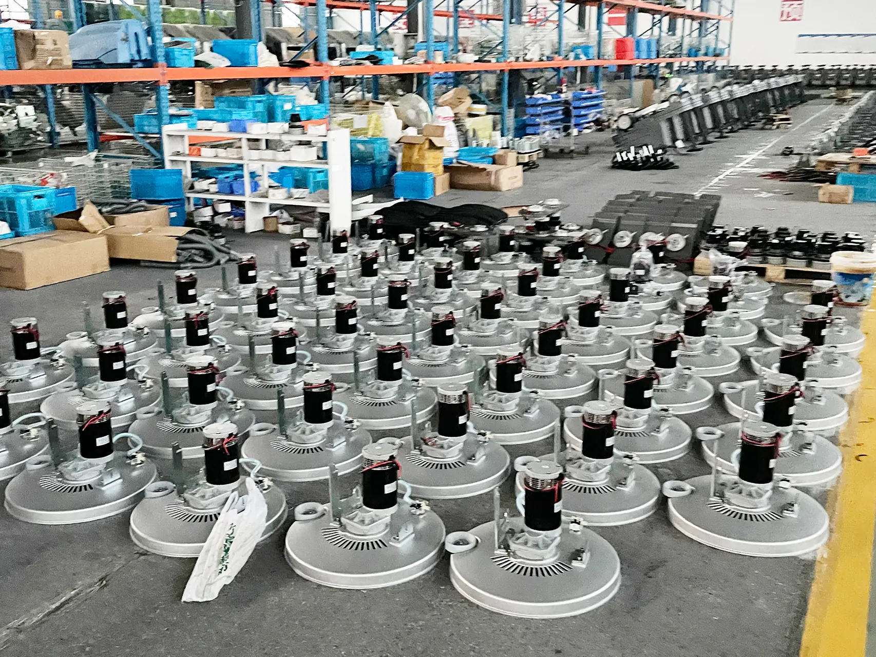 Industrial floor scrubbers on the production floor
