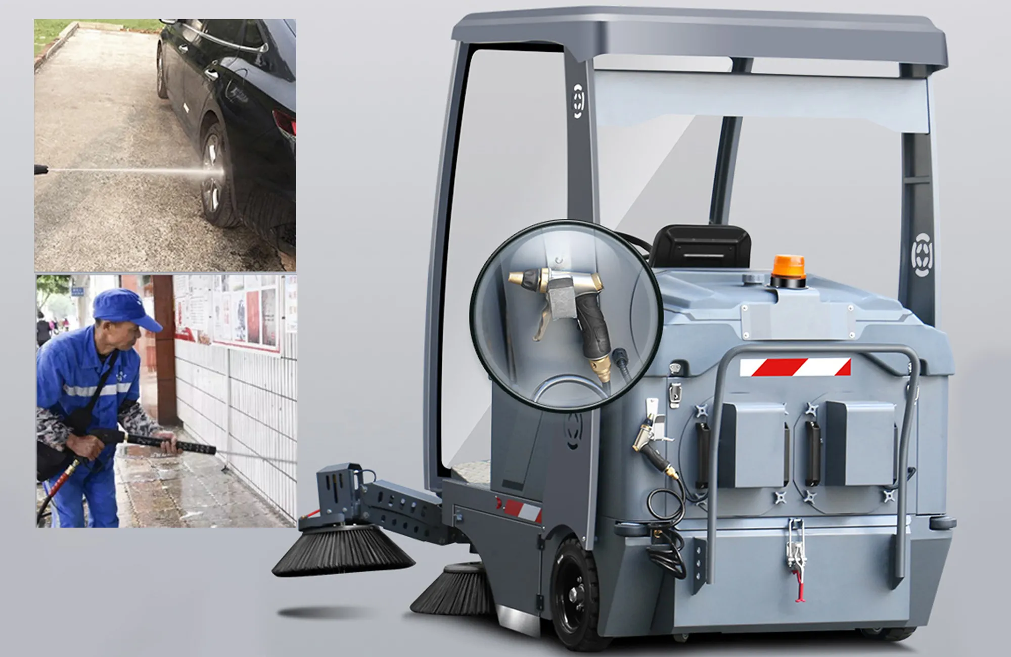 SHIWOSI S9 Semi-Enclosed Ride-On Sweeper | 100 L Water Tank(Image6) SHIWOSI S9 Semi-Enclosed Ride-On Sweeper | 100 L Water Tank(Image6)